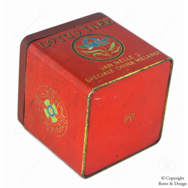 Vintage Tin Cube for Lotus Tea - Van Nelle's Speciale China Melange