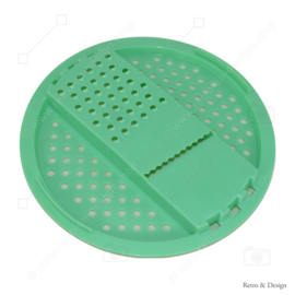 Vintage Tupperware raspkom of schaafschaal in de kleur groen met transparant deksel