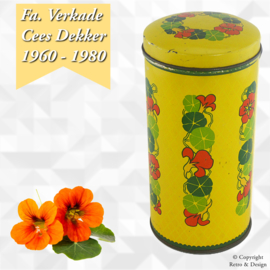 Boîte à biscuits Vintage Verkade – Design Nostalgique avec Motif de Capucines