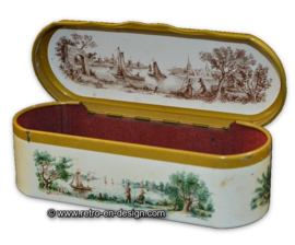 Caja de lata vintage para cucharas de té hecha por Douwe Egberts para el té Pickwick