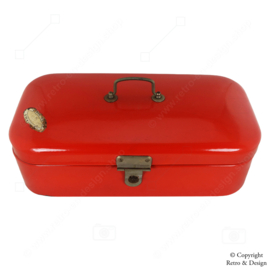 Schöne rote Vintage-Emaille-Brotbox aus den 1940er-1960er Jahren: Ein zeitloser Küchenklassiker