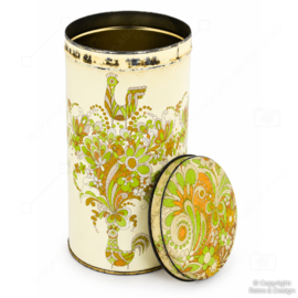 Boîte à Biscottes Vintage Verkade – Décor Fleurs & Oiseaux – Pays-Bas Années 1950