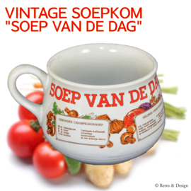 Vintage aardewerk "Soep van de dag" soepkom met 4 recepten