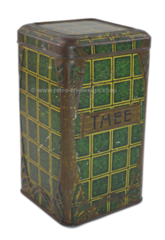 Brocante green tea tin with yellow squares