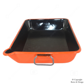 Heavy-Duty Vintage Enamelled Metal Brabantia Roasting Pan in Orange with Star Pattern