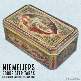 Vintage tin Niemeijers Roode Ster tobacco, original Friesche Heerenbaai