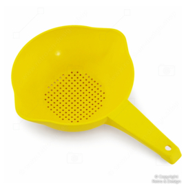 Tupperware Colador de Mano Amarillo 28,5 cm – Colador Vintage con Asa – Años 70