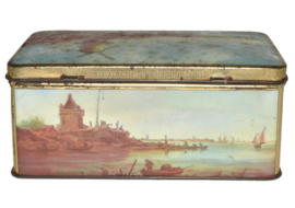 Vintage De Gruyter cocoa tin with Dutch landscapes and mill