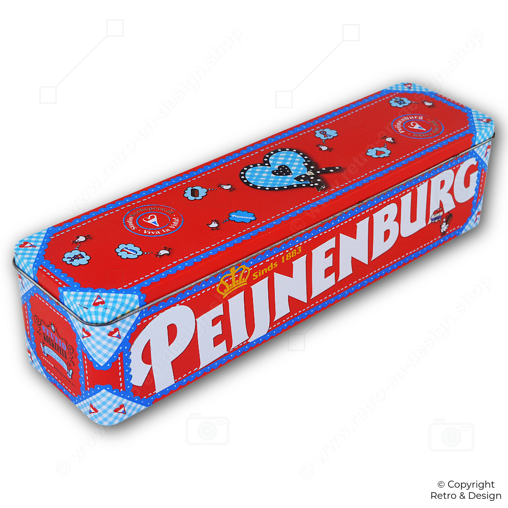 Lata de galletas Peijnenburg vintage – Studio Koekepeer ‘Heel Holland Hapt’ diseño holandés en rojo brillante