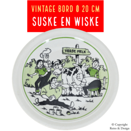 Unique Vintage Suske and Wiske Earthenware Plate - Limited Edition 1990, Fresh Milk