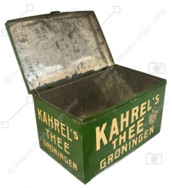 Brocante - lata de mostrador de tienda vintage o lata de comestibles de Thee Groningen de Kahre