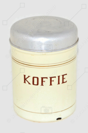 Brocante enamelled tin storage container for coffee