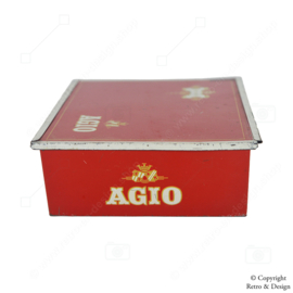 Red and White Vintage Agio Cigar Tin for Super Senoritas in Trapezoid Shape