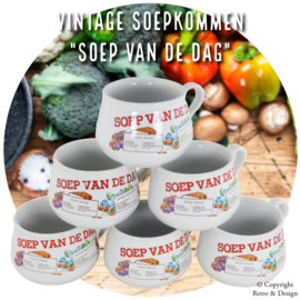 "Découvrez la Tradition : Bols à soupe en terre cuite 'Soupe du jour' néerlandaise pour un service élégant !