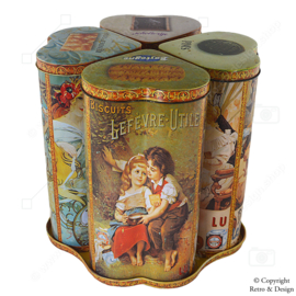 Set de Latas Vintage con Forma de Corazón de LU con Bandeja en Forma de Trébol – PiM's, Scholiertje, Bastogne & Rendez-vous