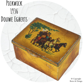 Lata vintage con representación de carruaje tirado por caballos para té Pickwick de Douwe Egberts