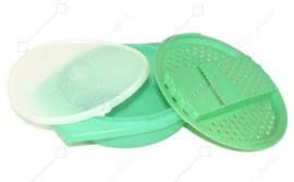 Vintage Tupperware grater or slicing dish in jade green with lid