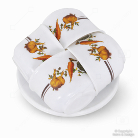 Arcopal Juego de 4 Tazas de Café con Platillos – Decorado Vegetal – Vintage Francia Años 70