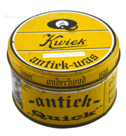 Vintage yellow tin for Quick / Kwiek antiques wax