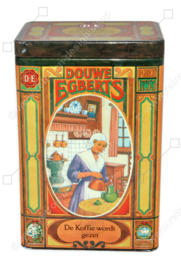 Coffee tin by Douwe Egberts with nostalgic images