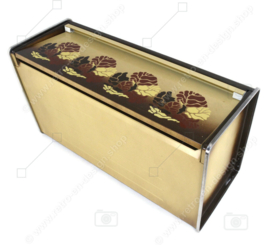 Vintage Brabantia bread bin with Batique decor, floral pattern in beige and brown
