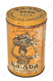 Boîte de cacao en étain vintage pour boisson de plantation "Ka-Aba" de 1 livre "goûte comme le chocolat" par N.V. Koffie Hag, Amsterdam