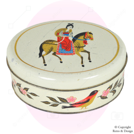 Vintage Tin from Simon de Wit featuring an Asian Woman on Horseback