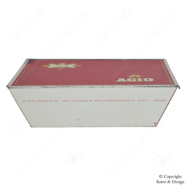 Red and White Vintage Agio Cigar Tin for Super Senoritas in Trapezoid Shape