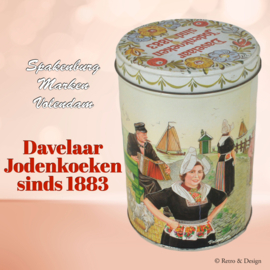 Lata vintage Davelaar Jodenkoeken con las ciudades Spakenburg, Marken y Volendam