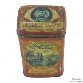 Boîte de Cacao Sickesz – Boîte en Métal Jugendstil avec Paysage Hollandais (1900-1920)