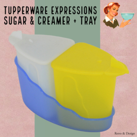 Vintage Tupperware Expressions Milch- und Zuckerkrug oder Tischset in Halterung