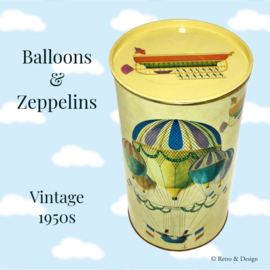 Grande boîte vintage avec des images de ballons et de zeppelins