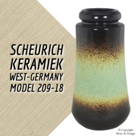 Jarrón de Alemania Occidental, modelo 209-18, fabricado por Scheurich Keramik