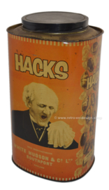 Gran lata estaño HACKS vintage raro en el color naranja