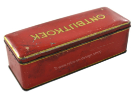 Rectangular vintage red gingerbread tin for ONTBIJTKOEK