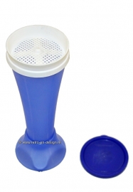 Tupperware poedersuikerstrooier, poederstrooier blauw/wit