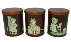 Vintage set of three round tins by "Sarah Kay"