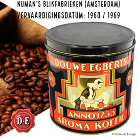 Lata cilíndrica redonda para café, café aromático Douwe Egberts anno 1753