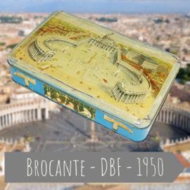 Vintage tin with image of St. Peter's Square - Vatican City on the occasion of the installation of Pope John Pius XII.