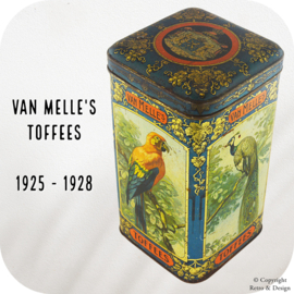 Lata de Toffees Van Melle (1925-1928) – Lata Histórica de Tienda con Motivo de Aves