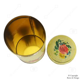 "Nostalgic Beauty: Vintage Verkade Cracker Tin with Gold Craquelure and Rose Motif"