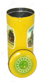 Boîte à biscottes vintage jaune-vert fabriquée par Bosscher Rusk Zuidwolde
