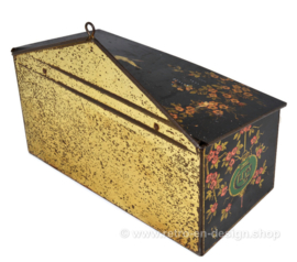 Boîte de nettoyage rectangulaire avec couvercle à rabat, décorations avec fleurs de cerisier, ibis et lanternes "Wees Slim Gebruik Glim"