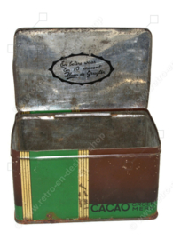 Boîte vintage pour cacao de marque verte (Groenmerk) fabriquée par De Gruyter