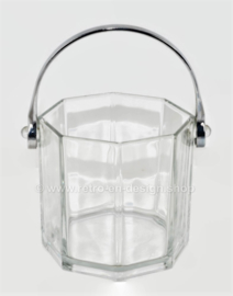 Vintage Klarglas Eiskübel für Eiswürfel von Arcoroc France, Octime-Clear