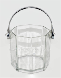 Vintage clear glass Ice bucket for ice cubes by Arcoroc France, Octime-clear