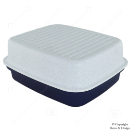 Disfrute Nostálgico: Caja de Pan Vintage Tupperware 'Bread Stor N Serve' en Azul/Blanco Moteado