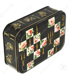 Vintage biscuit tin from Verkade with roses and candlesticks