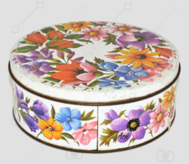 Vintage ARK ronde koektrommel bloemendecor