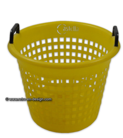 Vintage Castella gelber Wäscheklammer Korb aus Kunststoff